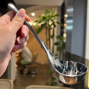Deep soup spoon, big head, drink soup spoon, drink porridge, spoon thicken, high-value household frosted handle, round head eating