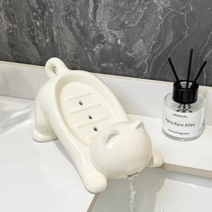 Draining soap box household hand washing basin imitation ceramic soap box bathroom soap drain shelf