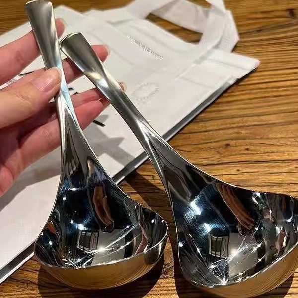 Deep soup spoon, big head, drink soup spoon, drink porridge, spoon thicken, high-value household frosted handle, round head eating