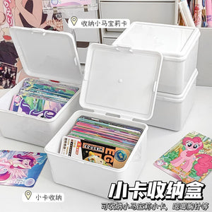 Pure white clamshell storage box, card storage box, card out notebook material, dustproof storage, desktop stationery organizer, box