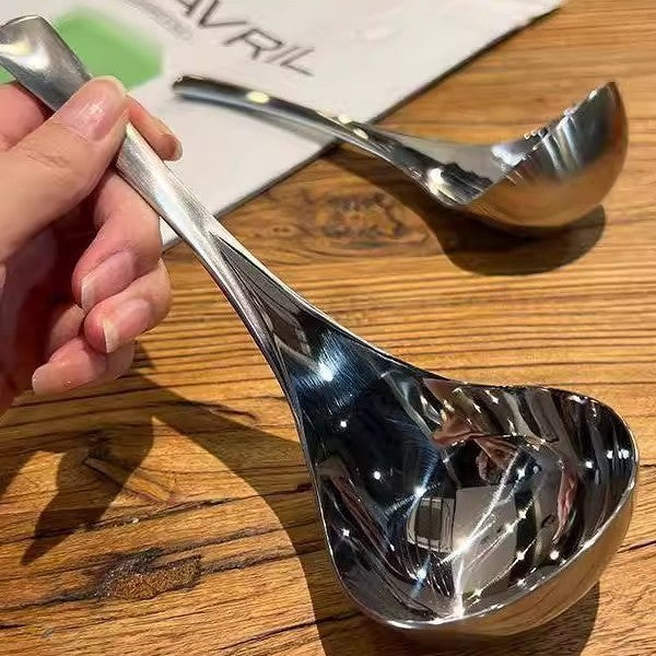 Deep soup spoon, big head, drink soup spoon, drink porridge, spoon thicken, high-value household frosted handle, round head eating