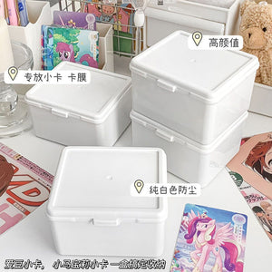 Pure white clamshell storage box, card storage box, card out notebook material, dustproof storage, desktop stationery organizer, box
